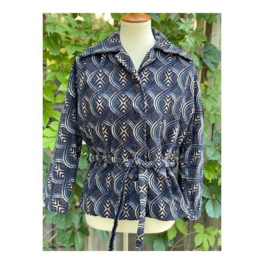 Vintage 70s Holt Renfrew Cotton Velvet Short Coat Fall Jacket - Picture 1 of 15